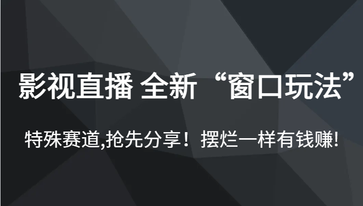 影视直播 全新“窗口玩法”，特殊赛道,抢先分享！摆烂一样有钱赚!