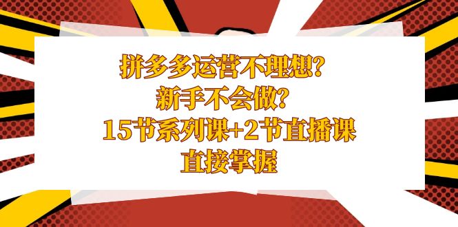 拼多多运营不理想？新手不会做？15节系列课+2节直播课学会直接掌握