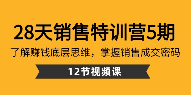 28天销售特训营5期：了解赚钱底层思维，掌握销售成交密码（12节课）