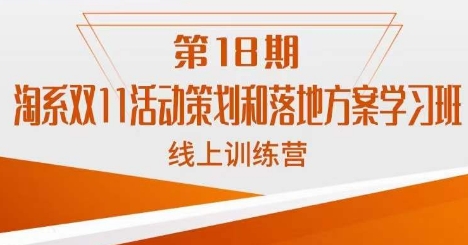 淘系双11活动策划和落地方案学习班线上训练营（云创精品）