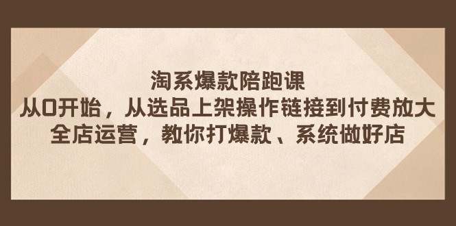 淘系爆款陪跑课 从选品上架操作链接到付费放大 全店运营 打爆款 系统做好店