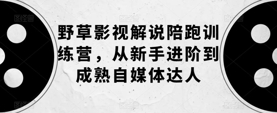 野草影视解说陪跑训练营，从新手进阶到成熟自媒体达人