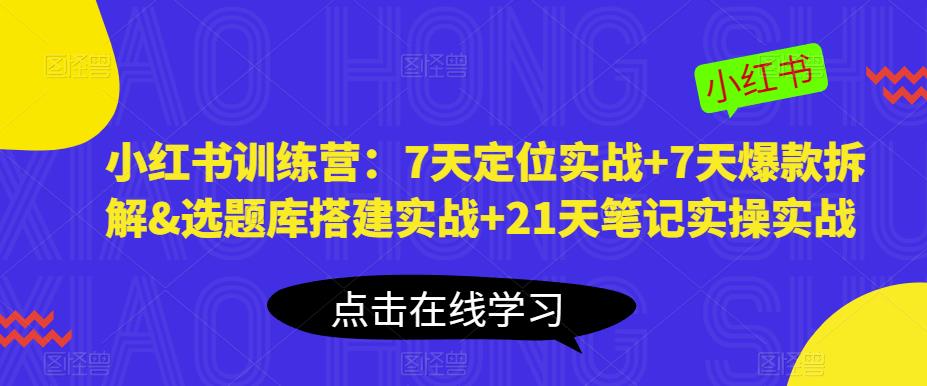 小红书训练营：7天定位实战+7天爆款拆解&选题库搭建实战+21天笔记实操实战