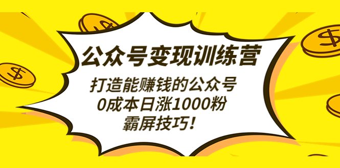 （云创精品）公众号变现训练营（第3期）打造能赚钱的公众号，0成本日涨1000粉，霸屏技巧