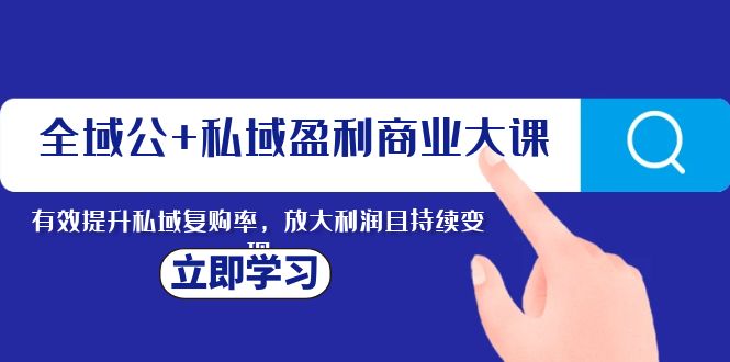 （精品）全域公+私域盈利商业大课，有效提升私域复购率，放大利润且持续变现