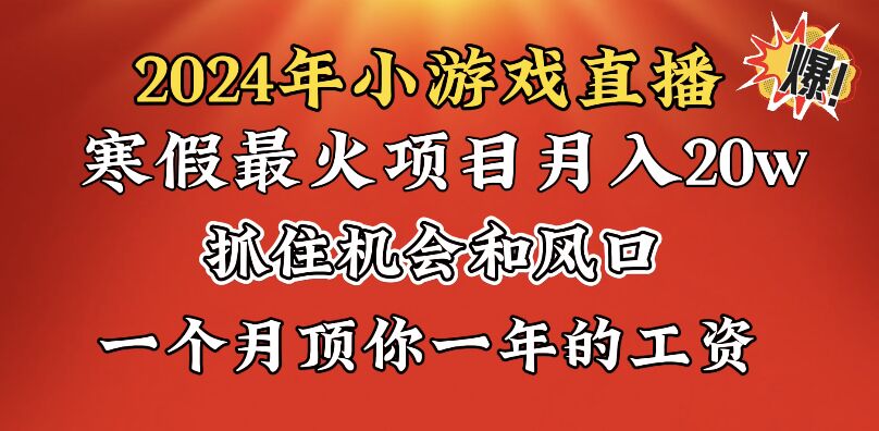 （精品）2024年寒假爆火项目，小游戏直播月入20w+，学会了之后你将翻身