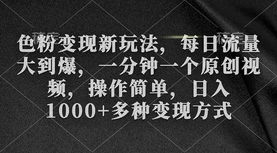 （精品）色粉变现新玩法，每日流量大到爆，一分钟一个原创视频，操作简单，日入1…