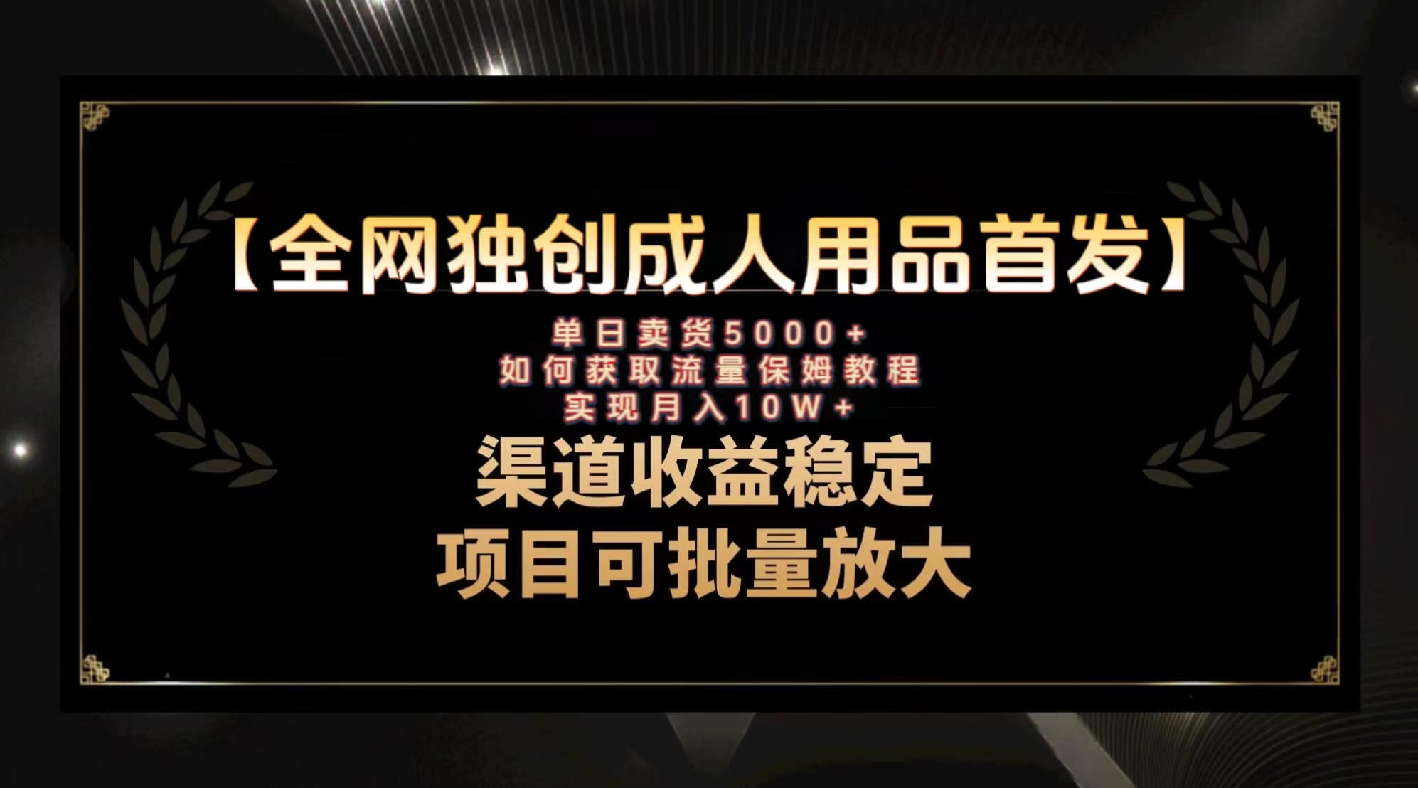 （精品）最新全网独创首发，成人用品赛道引流获客，月入10w保姆级教程