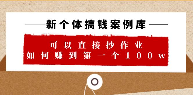 （云创精品）新个体 搞钱案例 库，可以直接抄作业 如何赚到第一个100w（29节视频+文档）