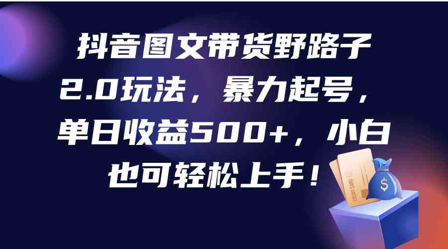 （精品）抖音图文带货野路子2.0玩法，暴力起号，单日收益500+，小白也可轻松上手！