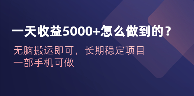 （云创精品）一天收益5000+怎么做到的？无脑搬运即可，长期稳定项目，一部手机可做