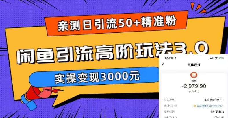 （云创精品）实测日引50+精准粉，闲鱼引流高阶玩法3.0，实操变现3000元