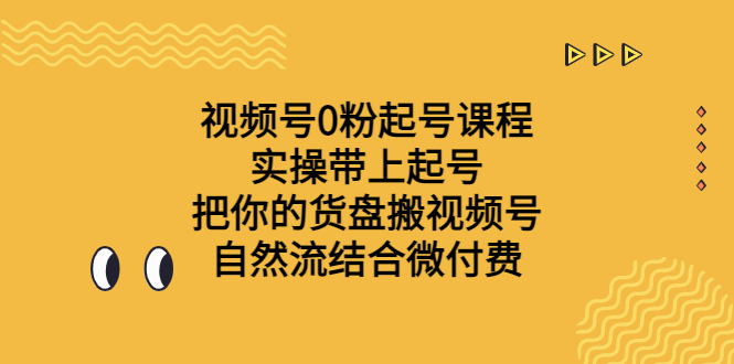 （精品）视频号0粉起号课程 实操带上起号 把你的货盘搬视频号 自然流结合微付费