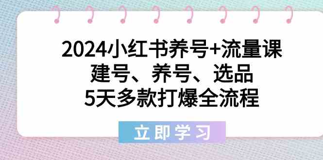 （精品）2024小红书养号+流量课：建号、养号、选品，5天多款打爆全流程