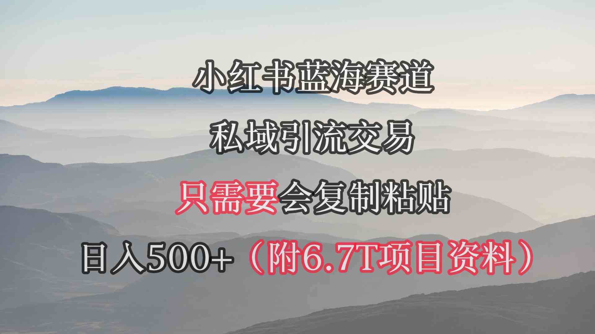 （精品）小红书短剧赛道，私域引流交易，会复制粘贴，日入500+（附6.7T短剧资源）