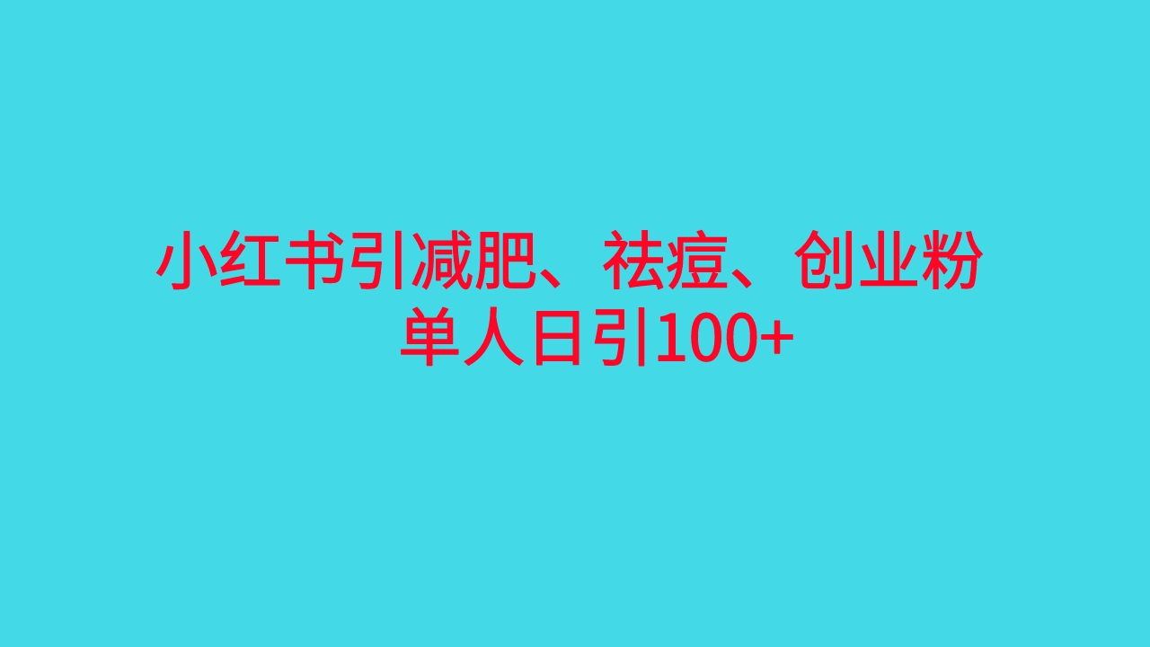 （精品）小红书精准引流，减肥、祛痘、创业粉单人日引100+（附软件）