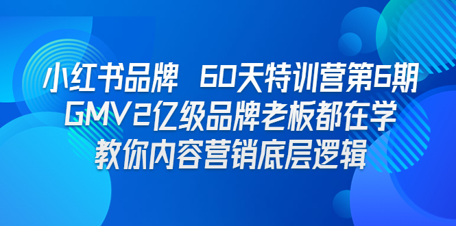 （精品）小红书品牌 60天特训营第6期 GMV2亿级品牌老板都在学 教你内容营销底层逻辑