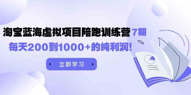 （精品）黄岛主《淘宝蓝海虚拟项目陪跑训练营7期》每天200到1000+的纯利润