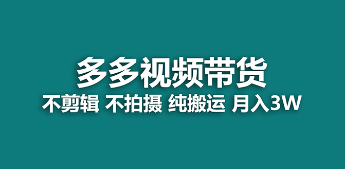 （精品）【蓝海项目】多多视频带货，纯搬运一个月搞了5w佣金，小白也能操作【揭秘】