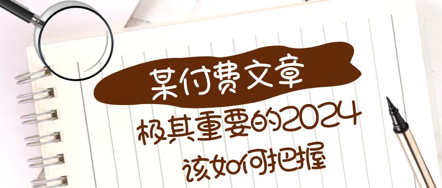 （精品）极其重要的2024该如何把握？【某公众号付费文章】