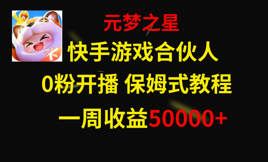 （精品）快手游戏新风口，元梦之星合伙人，一周收入50000+