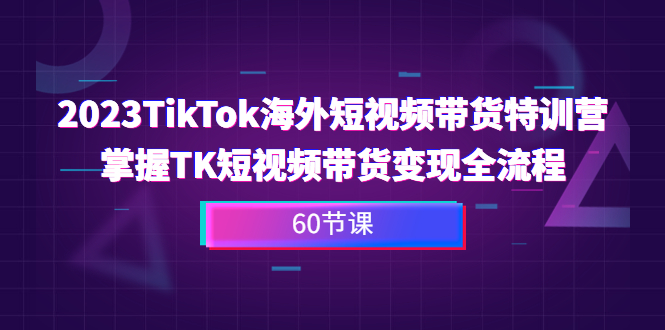 （精品）2023-TikTok海外短视频带货特训营，掌握TK短视频带货变现全流程（60节课）