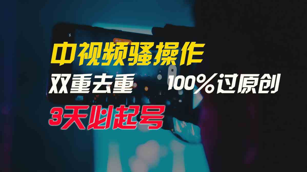 （精品）中视频骚操作，双重去重100%过原创，3天比必起号，简单无脑，月入3W+