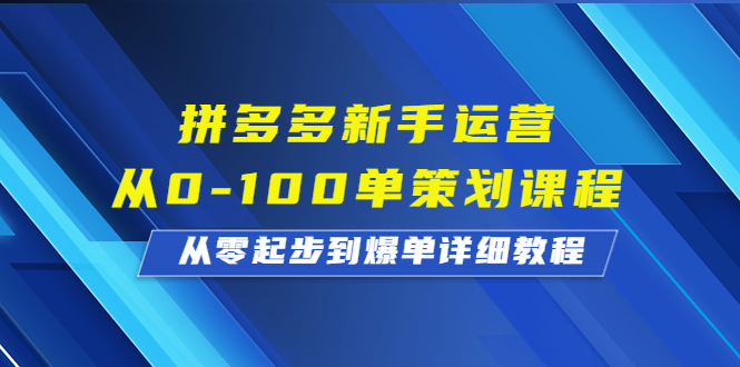 （精品）拼多多新手运营从0-100单策划课程，从零起步到爆单详细教程