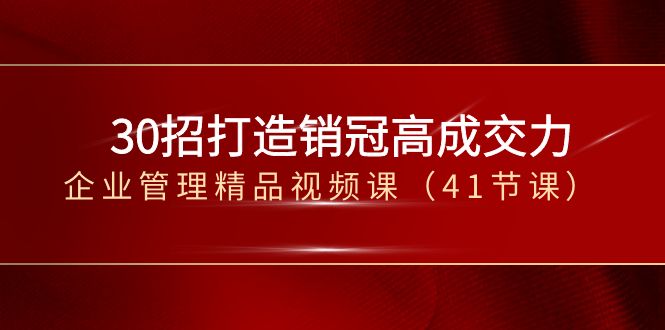 （精品）30招-打造销冠高成交力-企业管理精品视频课（41节课）