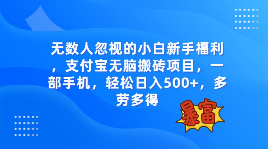 （精品）无数人忽视的项目，支付宝无脑搬砖项目，一部手机即可操作，轻松日入500+