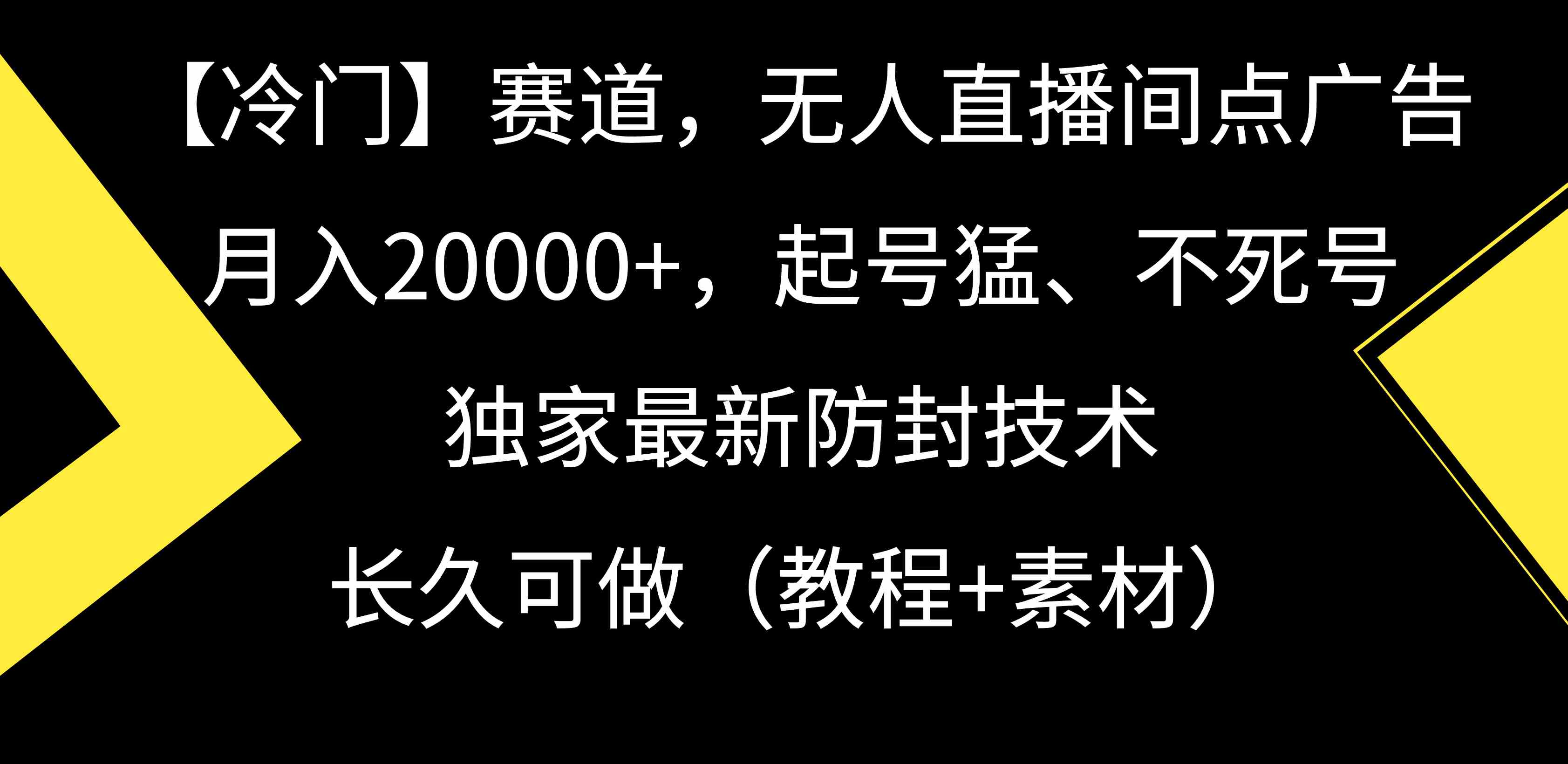 （精品）【冷门】赛道，无人直播间点广告，月入20000+，起号猛、不死号，独家最…