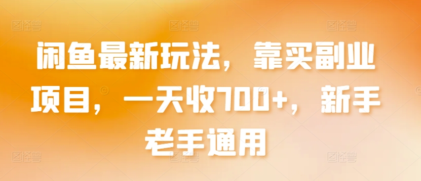 闲鱼最新玩法，靠买副业项目，一天收700+，新手老手通用