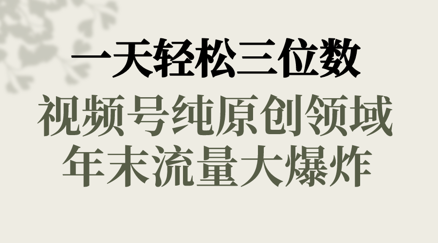 （精品）一天轻松三位数，视频号纯原创领域，春节童子送祝福，年末流量大爆炸，