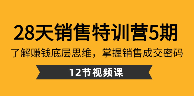 （精品）28天·销售特训营5期：了解赚钱底层思维，掌握销售成交密码（12节课）