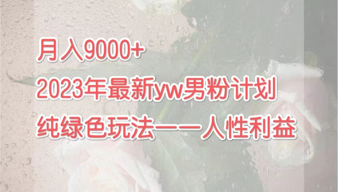 （精品）月入9000+2023年9月最新yw男粉计划绿色玩法——人性之利益