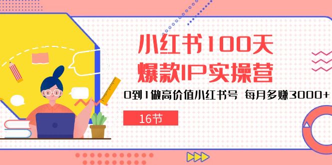 （精品）小红书100天-爆款IP实操营，0到1做高价值小红书号 每月多赚3000+（16节）