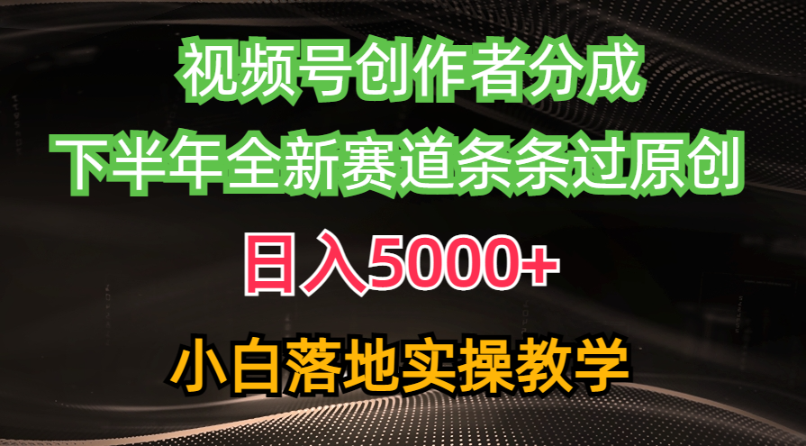 （精品）视频号创作者分成最新玩法，日入5000+  下半年全新赛道条条过原创，小…