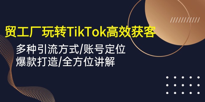 （精品）外贸工厂玩转TikTok高效获客，多种引流方式/账号定位/爆款打造/全方位讲解