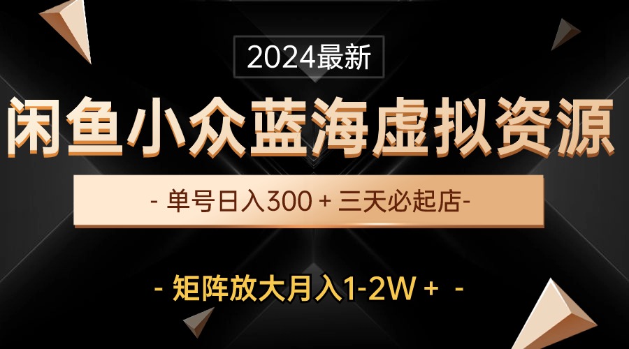 （精品）最新闲鱼小众蓝海虚拟资源，单号日入300＋，三天必起店，矩阵放大月入1-2W