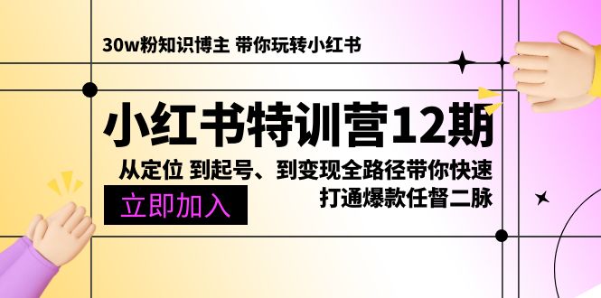 （精品）小红书特训营12期：从定位 到起号、到变现全路径带你快速打通爆款任督二脉