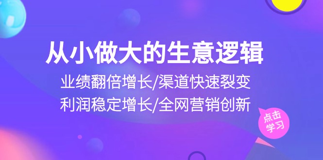 （精品）从小做大生意逻辑：业绩翻倍增长/渠道快速裂变/利润稳定增长/全网营销创新