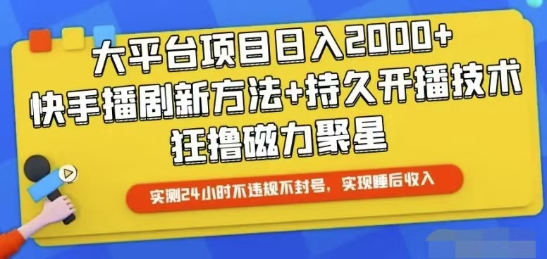 （精品）快手24小时无人直播，真正实现睡后收益