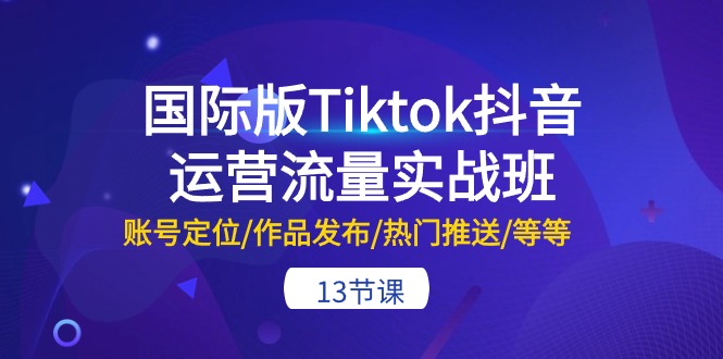 （精品）国际版Tiktok抖音运营流量实战班：账号定位/作品发布/热门推送/等等-13节