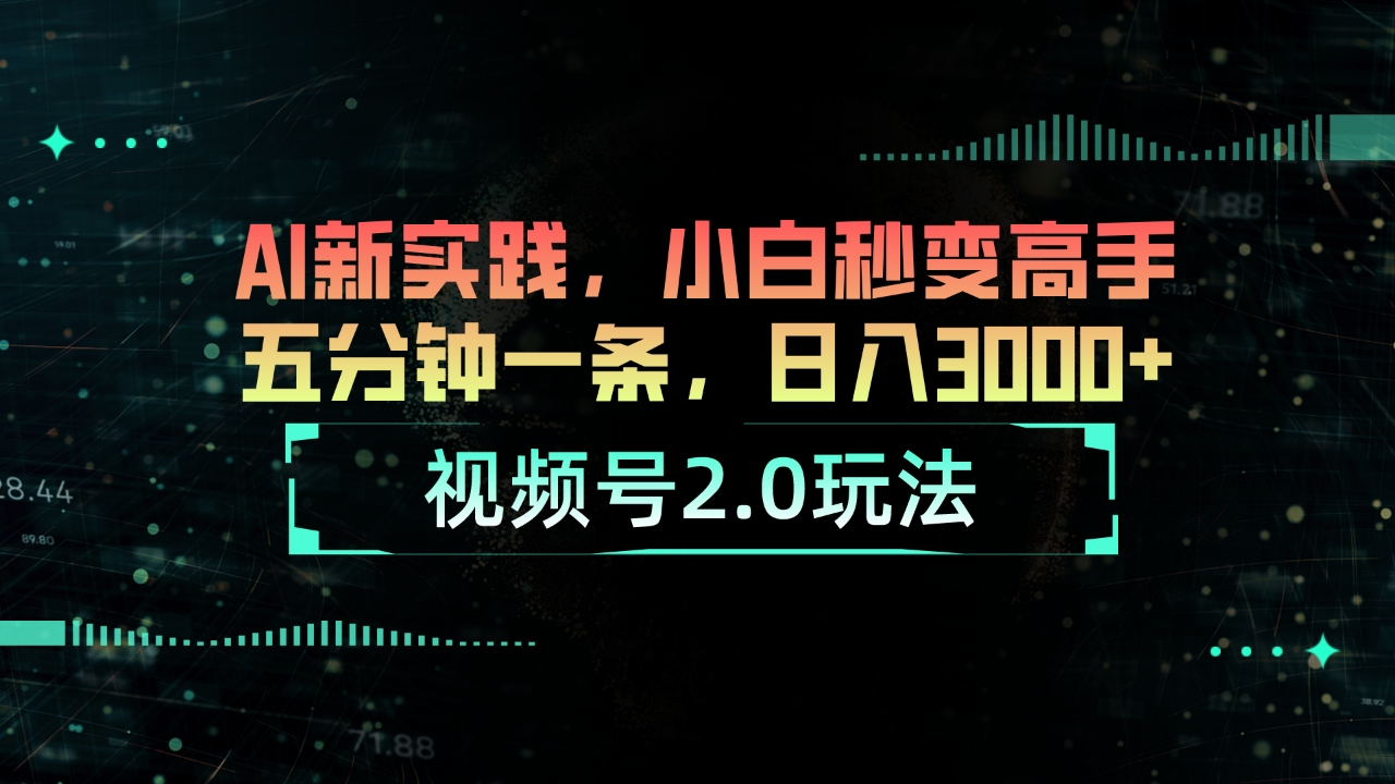 （精品）视频号2.0玩法 AI新实践，小白秒变高手五分钟一条，日入3000+