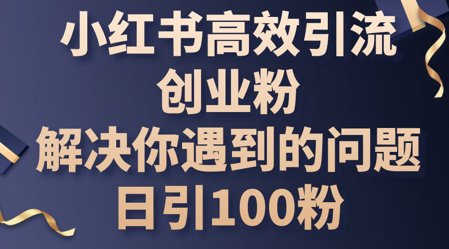 （精品）小红书高效引流创业粉，解决你遇到的问题，日引100粉