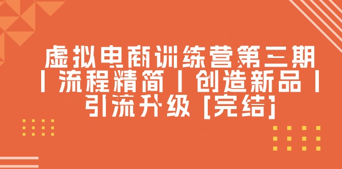 （精品）虚拟电商训练营第三期丨流程精简丨创造新品丨引流升级 [完结]