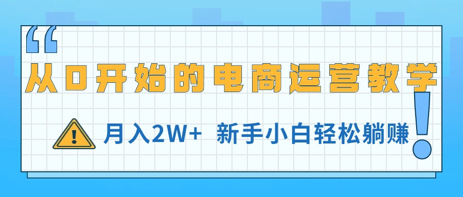 （精品）从0开始的电商运营教学，月入2W+，新手小白轻松躺赚