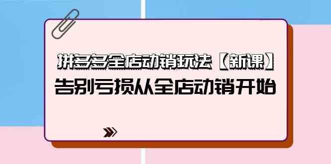 （精品）拼多多全店动销玩法【新课】，告别亏损从全店动销开始（4节视频课）