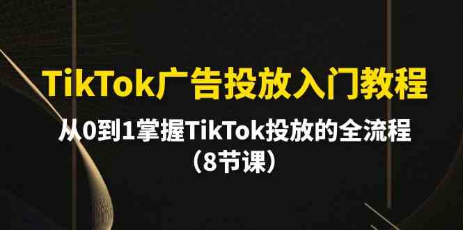 （精品）TikTok广告投放入门教程，从0到1掌握TikTok投放的全流程（8节课）