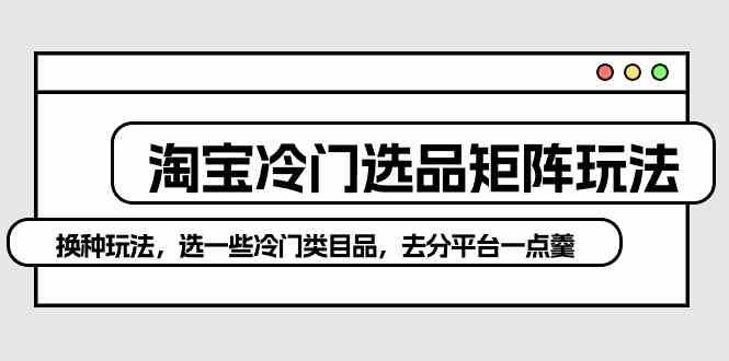 （精品）淘宝冷门选品矩阵玩法：换种玩法，选一些冷门类目品，去分平台一点羹